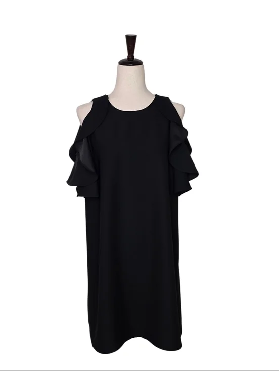 Kate Spade New York Black Cold Shoulder Crepe Shift Dress Size S - Picture 4 of 11